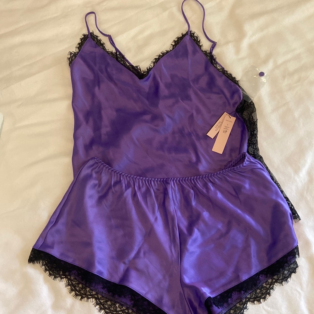 NWT Victoria’s Secret Satin Lace Back Cami & Short Set